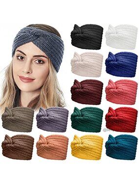 15 Pc Winter Knit Headbands Wool Hair Wraps Warm Elastic Turban